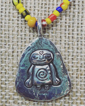 Load image into Gallery viewer, ॐ Sterling Jizō Necklaces on Rainbow Vintage Beads
