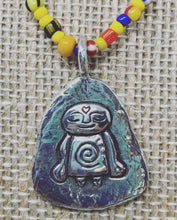 Load image into Gallery viewer, ॐ Sterling Jizō Necklaces on Rainbow Vintage Beads