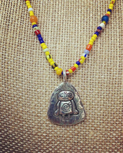 Load image into Gallery viewer, ॐ Sterling Jizō Necklaces on Rainbow Vintage Beads
